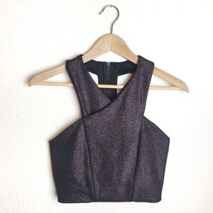 Express Metallic Criss Cross Crop Top